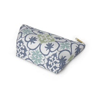 Portugal Tile Accessory Pouch w T-bottom in Blue